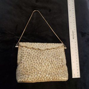 Vintage Beaded Clutch Bag Silver Paico Hong Kong
